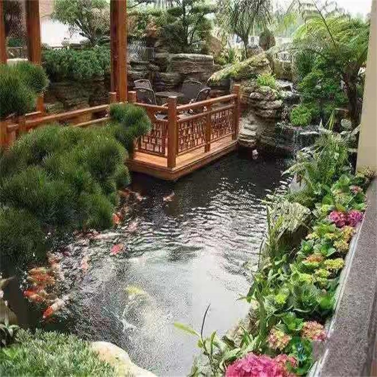 博尔塔拉大型庭院假山鱼池景观设计
